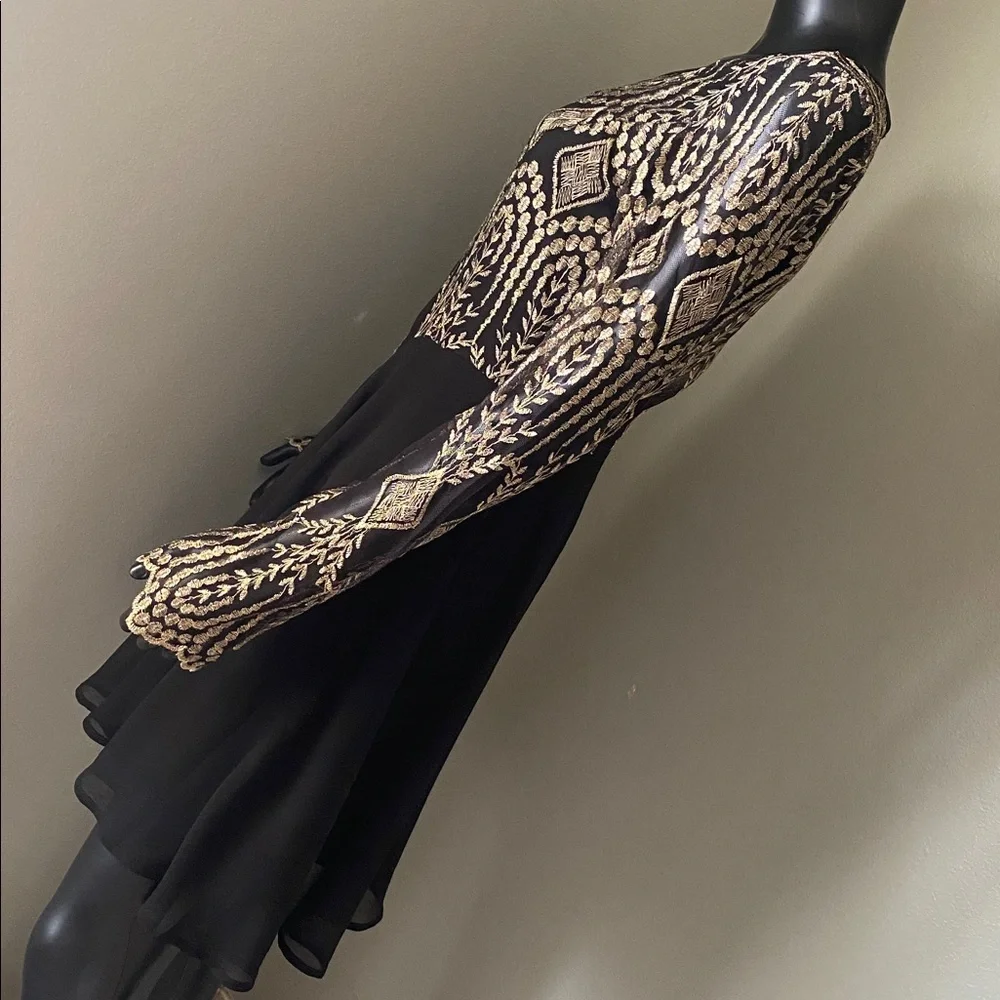 Altar'd State Black Dress with Gold Detailing